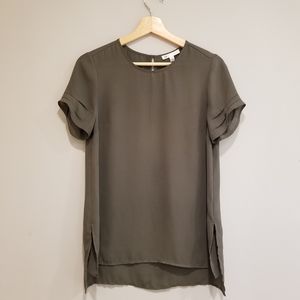 Green DR2 Short Pinched-Sleeve Blouse